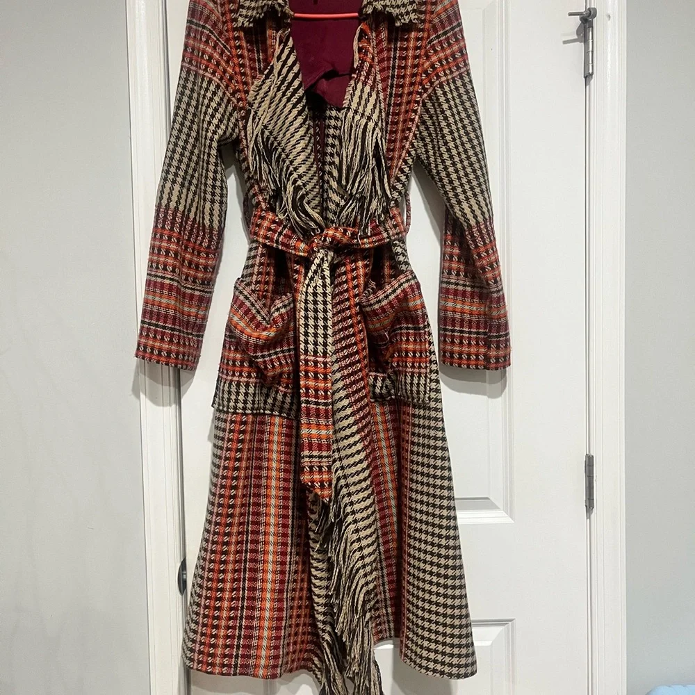 Free People Multicolor Fringe Wrap Coat - Picture 2 of 10